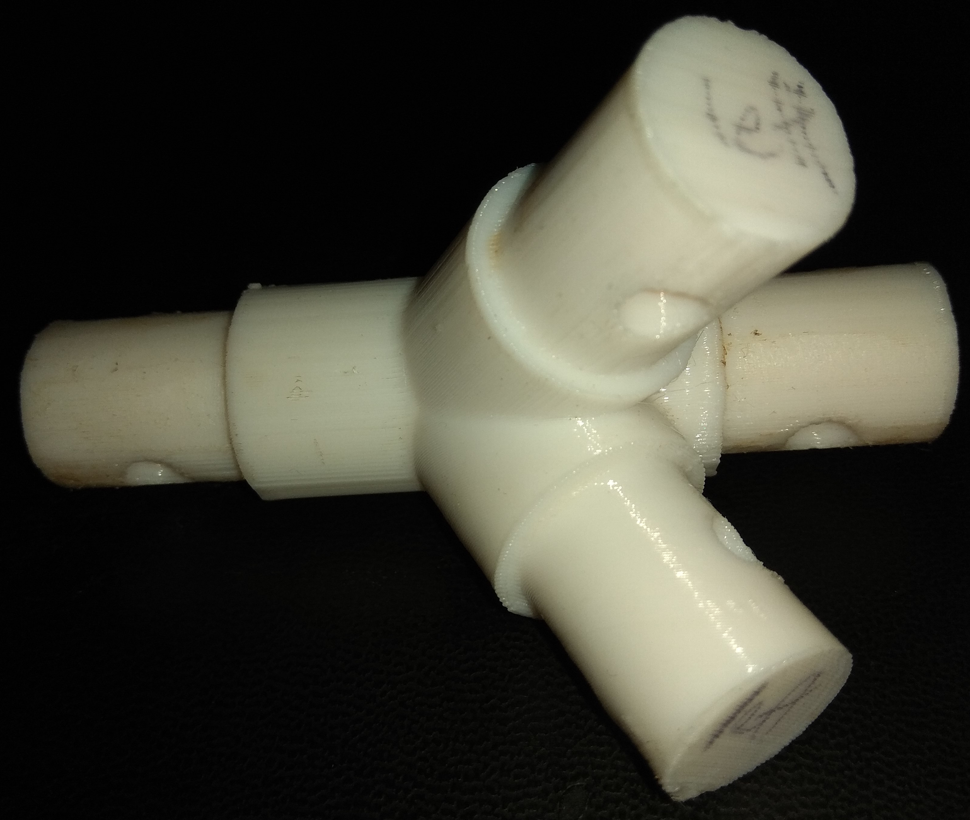 Star Tetrahedron Pipe Connector with Strut Support Connector - Left Handed